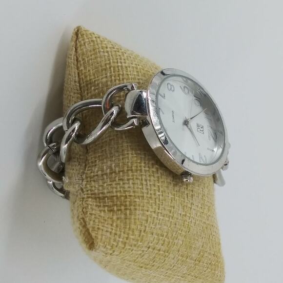 NY&C Quartz Women's Wristwatch Stainless Steel Chain Bracelet Silver Tone Watch - Picture 7 of 10